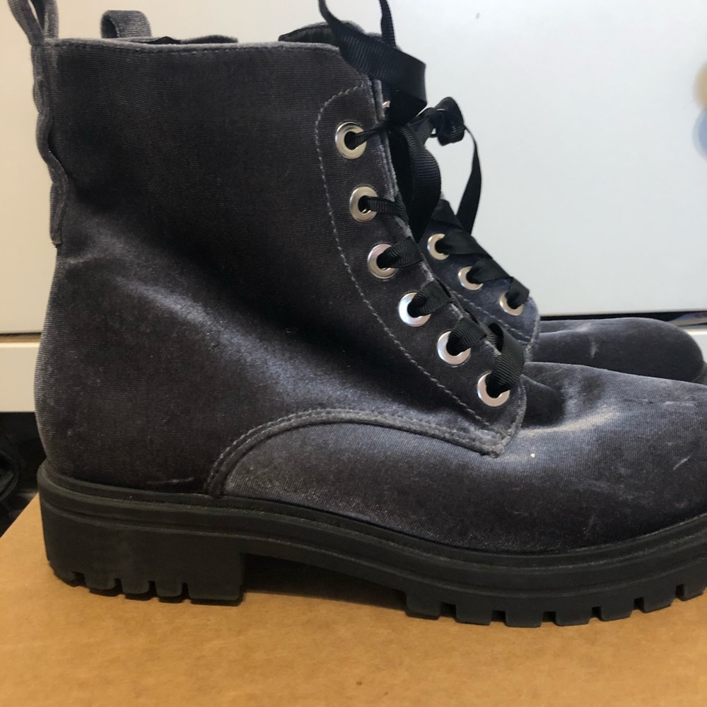 Velour Combat Boots